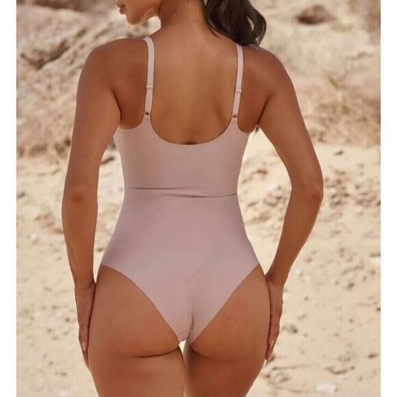 Pinsy Women's Sz Large Lilac Spaghetti V-Neck Shapesuit Shapewear Bodysuit - Picture 5 of 5